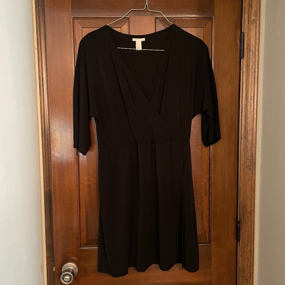 Size Large H&M little black faux wrap dress with 3/4 sleeves